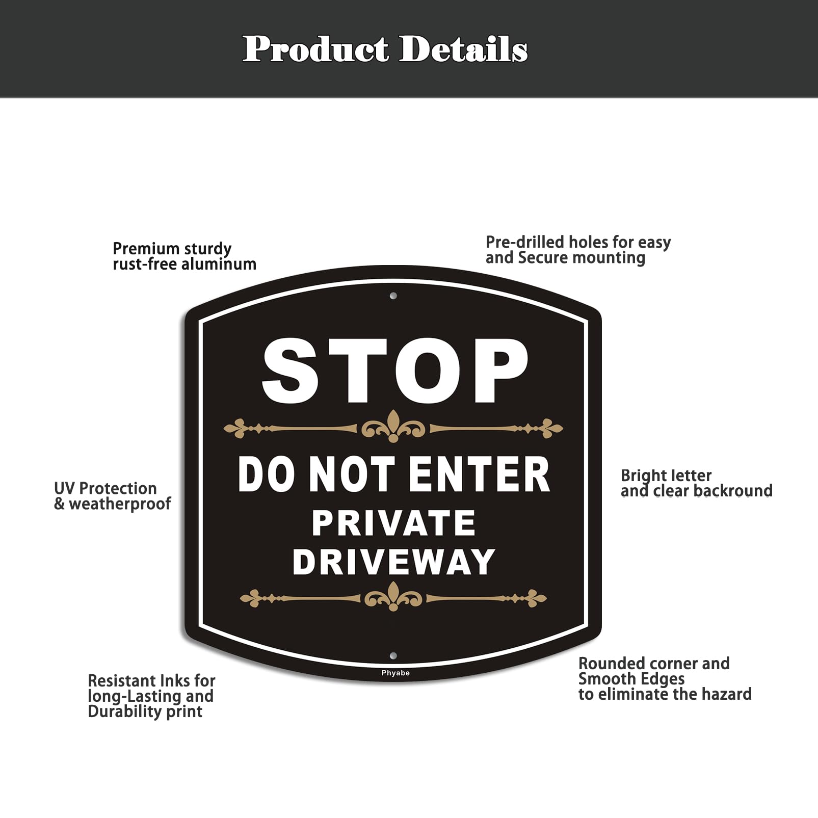Phyabe 2 Pack Stop Do Not Enter Private Driveway Sign With Stake, Aluminum Metal 28" Total Length, Heavy Duty Weather Resistance - Image 3