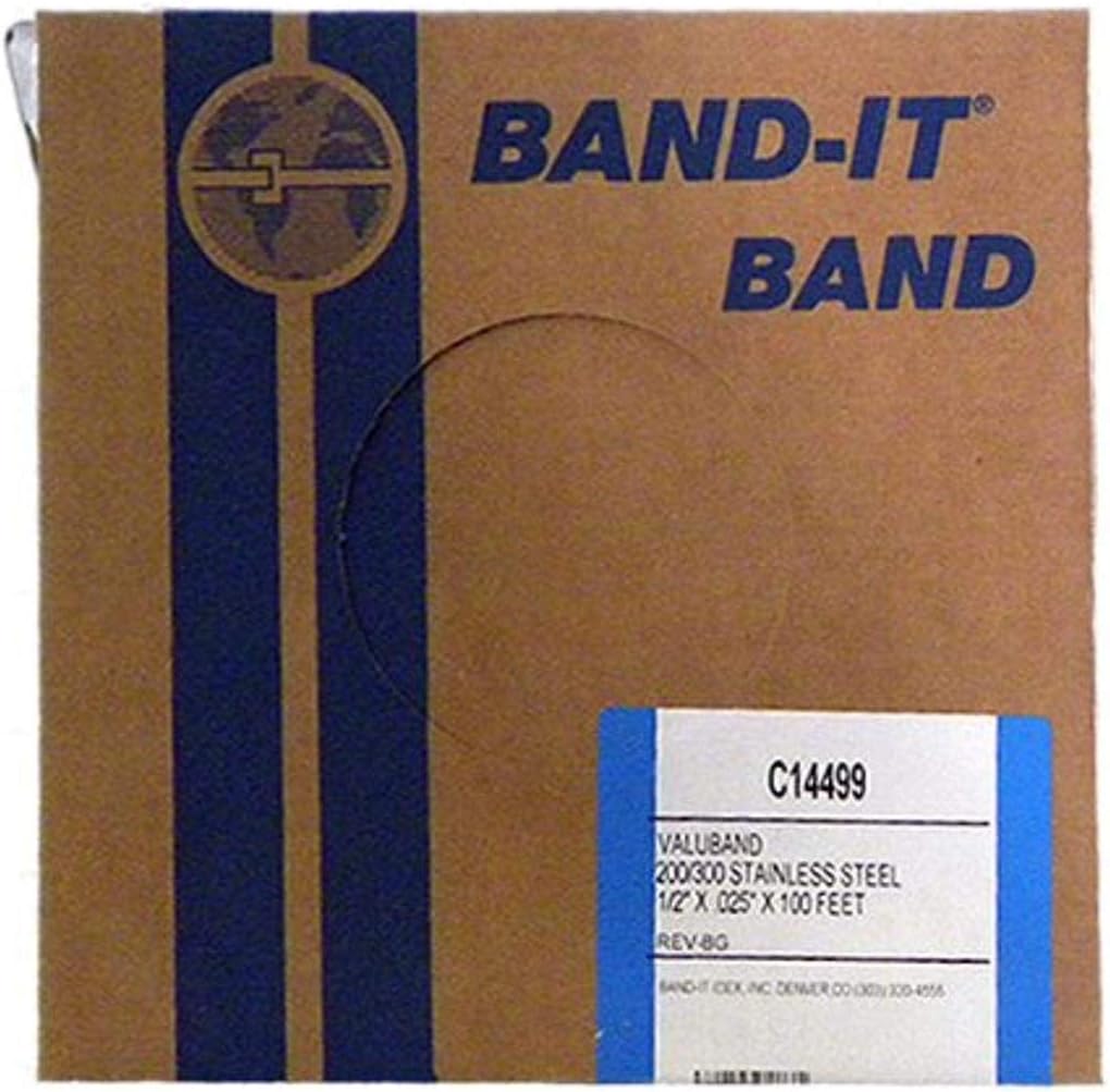 BAND-IT Valuband Band C14699, 200/300 Stainless Steel, 3/4" Wide x 0.025" Thick (100 Foot Roll)