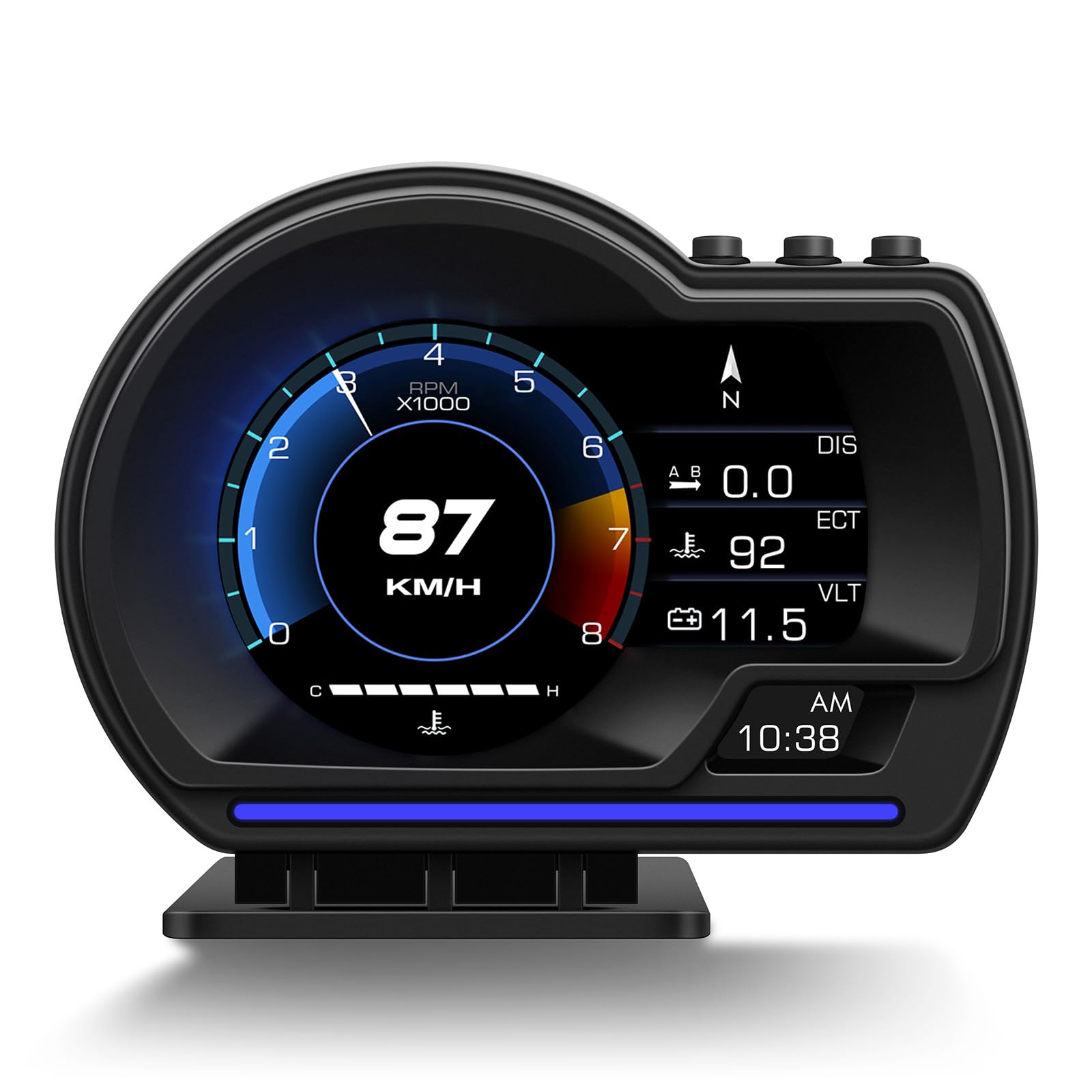 HUD Head-Up - Pantalla para coche OBD2 + GPS Dual System, velocímetro universal HUD con pantalla en alemán