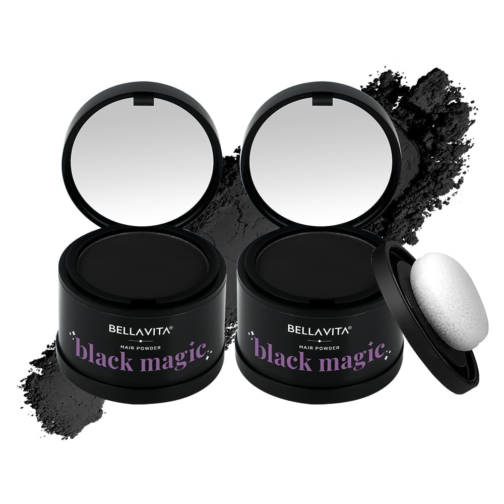 BELLAVITA Black Magic Hair Powder | Covers Grey Hair & Bald Spots Instantly | Root Touch Up | Sweat-Resistant & Long-Lasting Formula | Natural Looking Colour | pack of 2 | 4g x 2-picture-15