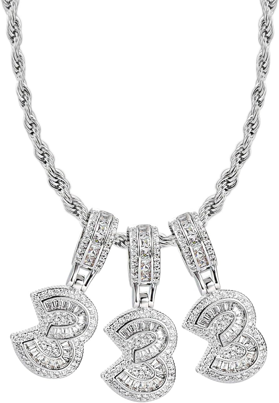 1 2 3 4 5 6 7 8 9 0 Sparkling Lucky Number Necklace Women Graduation Sport Team Clear CZ Memorable Birthday Anniversary
