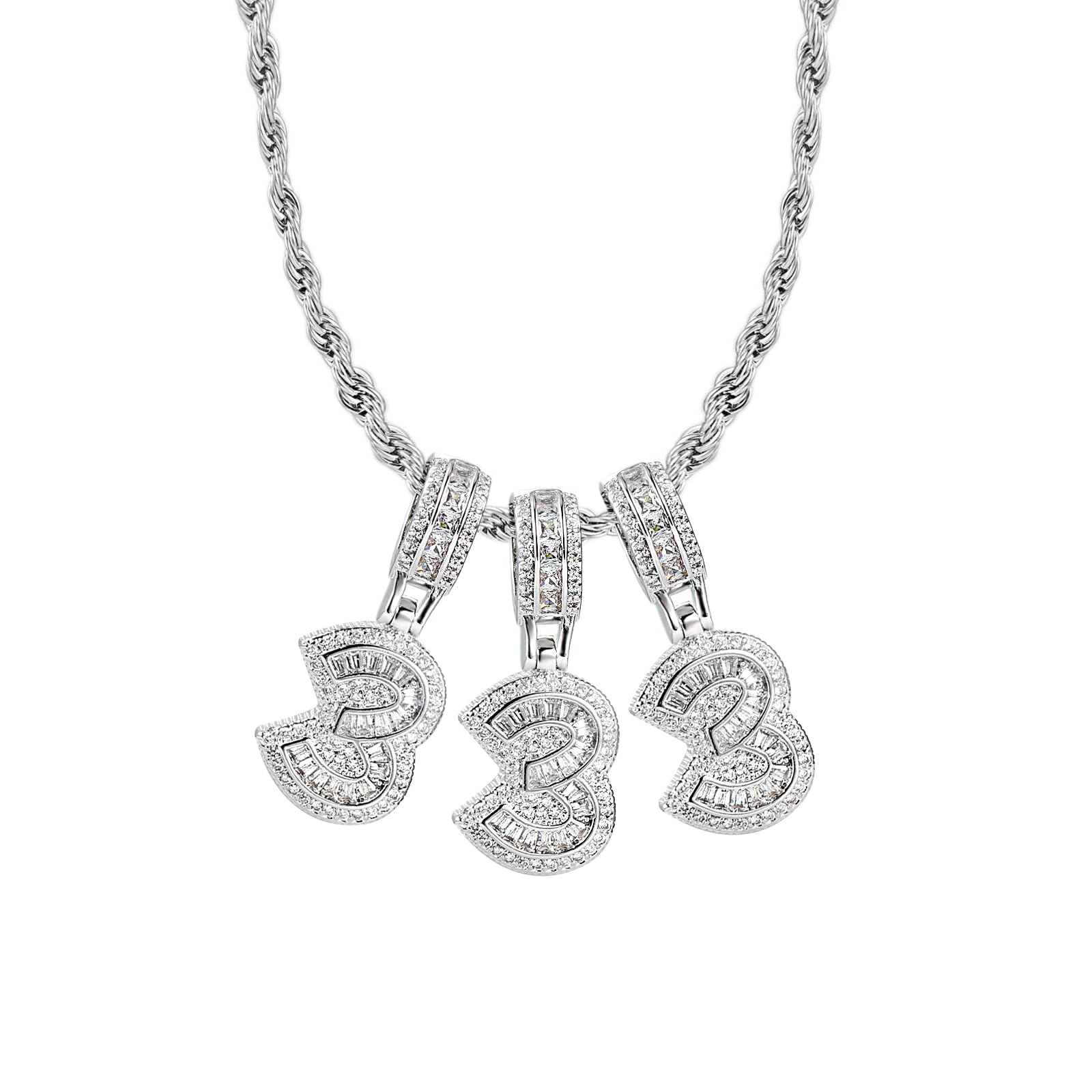 LSxAB1 2 3 4 5 6 7 8 9 0 Sparkling Lucky Number Necklace Women Graduation Sport Team Clear CZ Memorable Birthday Anniversary