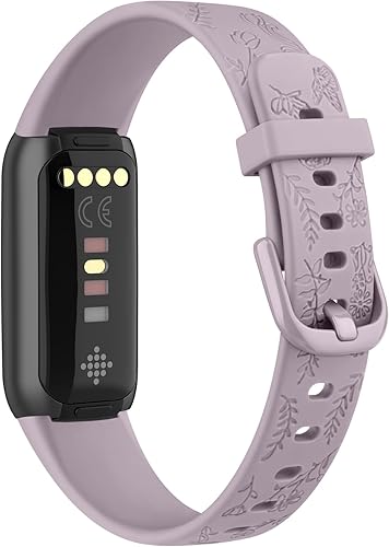 Miniatura 3 de Amzpas Correa grabada para Fitbit Luxe para mujer, diseño floral, de silicona, impermeable, correa de repuesto compatible con Fitbit Luxe Fitness
