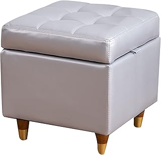Pudełko do przechowywania podnóżek wodoodporny pu skórzany domowy niski stołek wysoki elastyczny gąbkowy wypełnienie Sofa stolik stołek, srebrny biały