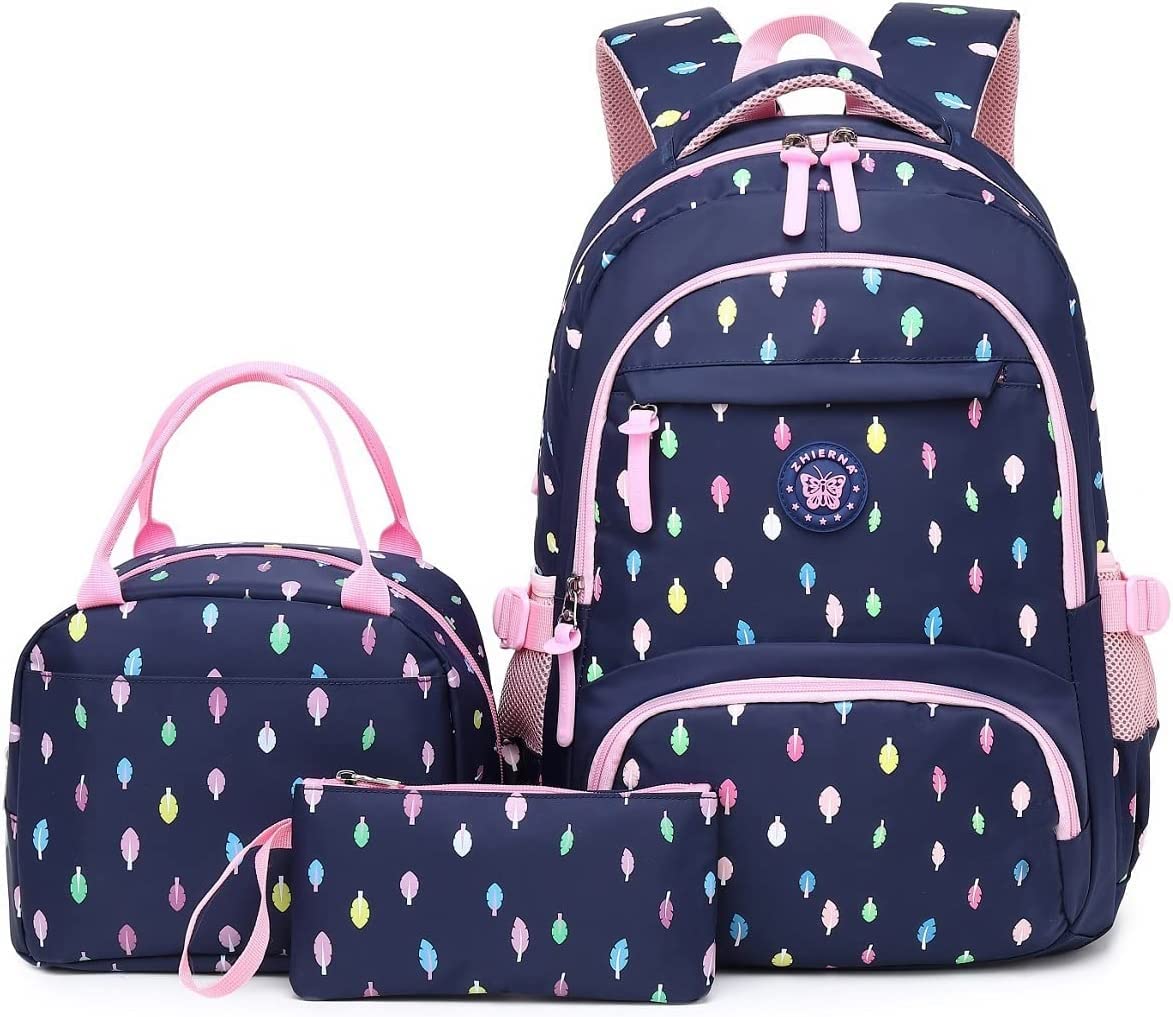 IvyH Mochila Niña, Mochilas Escolares Sets de útiles Escolares Mochilas Colegio Juveniles con Bolsa de Almuerzo Bolsa de Bolígrafo para 8 a 16 Años