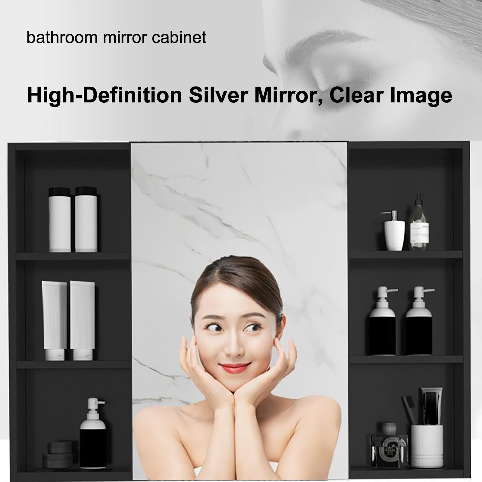 Mobiletto da Bagno Moderno in Lega di Alluminio Grigio con Specchio, Dimensioni 40x11x65 cm - Soluzione salvaspazio per Camera da Letto, Soggiorno e Bagno, dal Design Elegante e Funzionale.