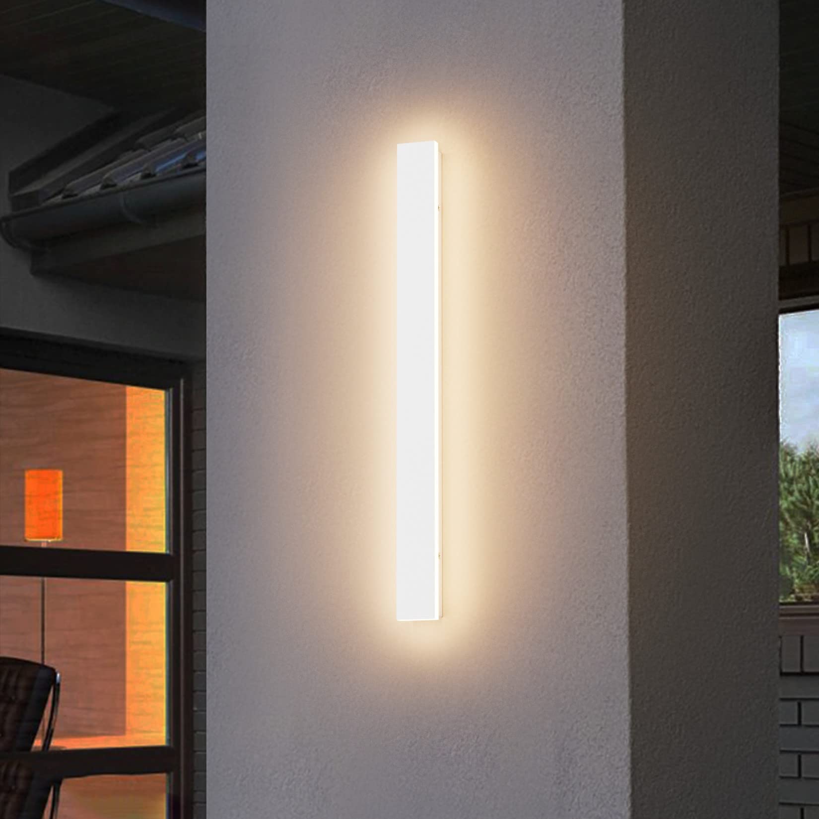 K-Bright Lampada da Parete Esterno/Interno LED 20W 3000K Bianco Caldo IP65 Applique da Parete Esterno 60CM Moderno per Balcone Giardino Veranda Via Garage,Bianco | Lampada da parete impermeabile IP65, 60 cm, per giardini, terrazze, camera da letto, soggio