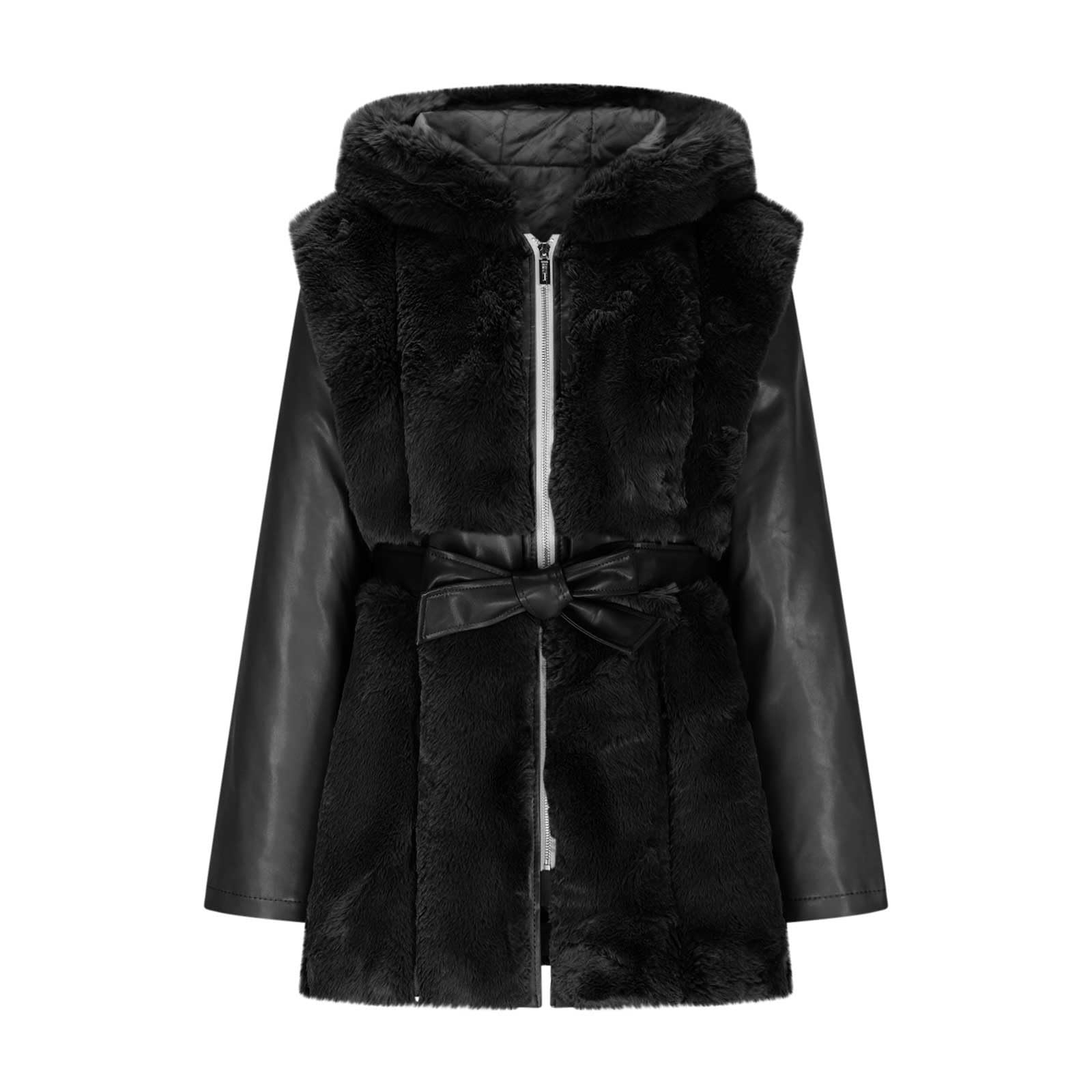 Pelzmantel Damen mit Kapuze Felljacke Warm Kunstfell Jacke Kunstpelz Mantel Winter Winterjacke Wintermantel Fleece Kuscheljacke Flauschig Strickjacke Kunstfellmantel Fellmantel Plüschjacke