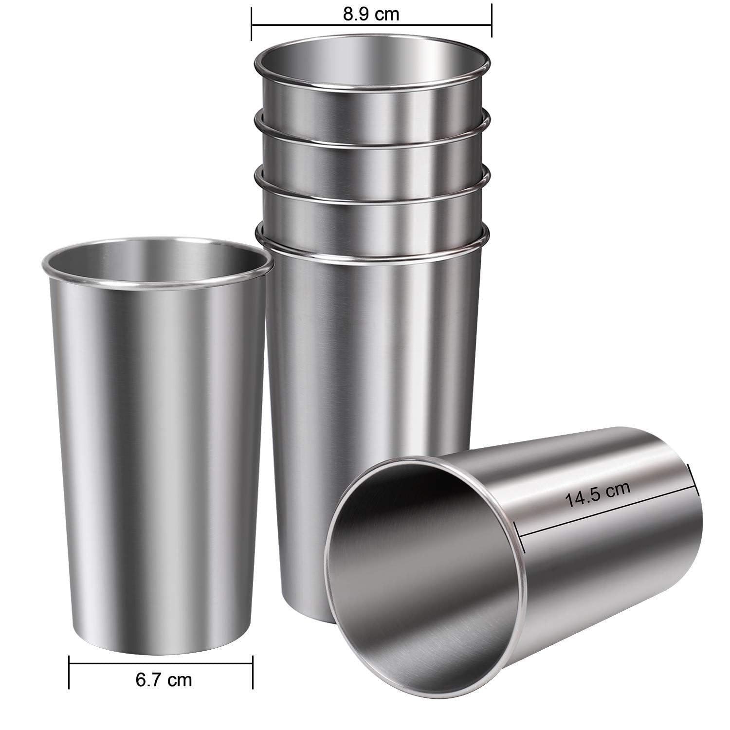 Ruisita Lot de 6 gobelets en acier inoxydable incassables empilables pour adultes ou enfants 600 ml