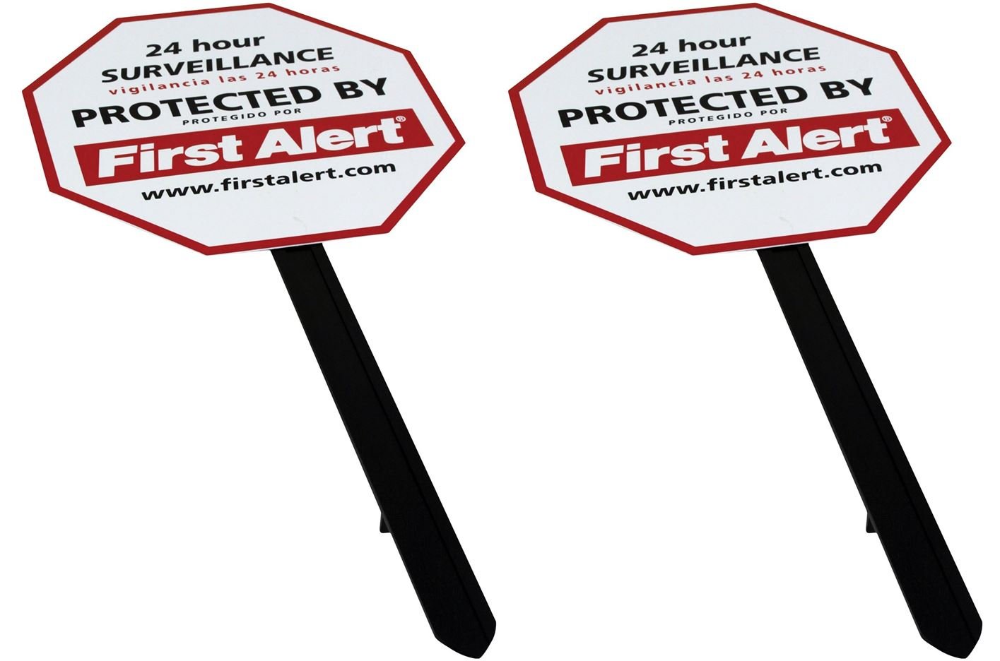 First Alert Video Security Surveillance Yard Sign, 2 Pack - Durable, Weather Resistant 24 Hour Video Surveillance Sign to Deter Intruders-Security Camera Sign with Yard Stake, 8 Security Window Decals