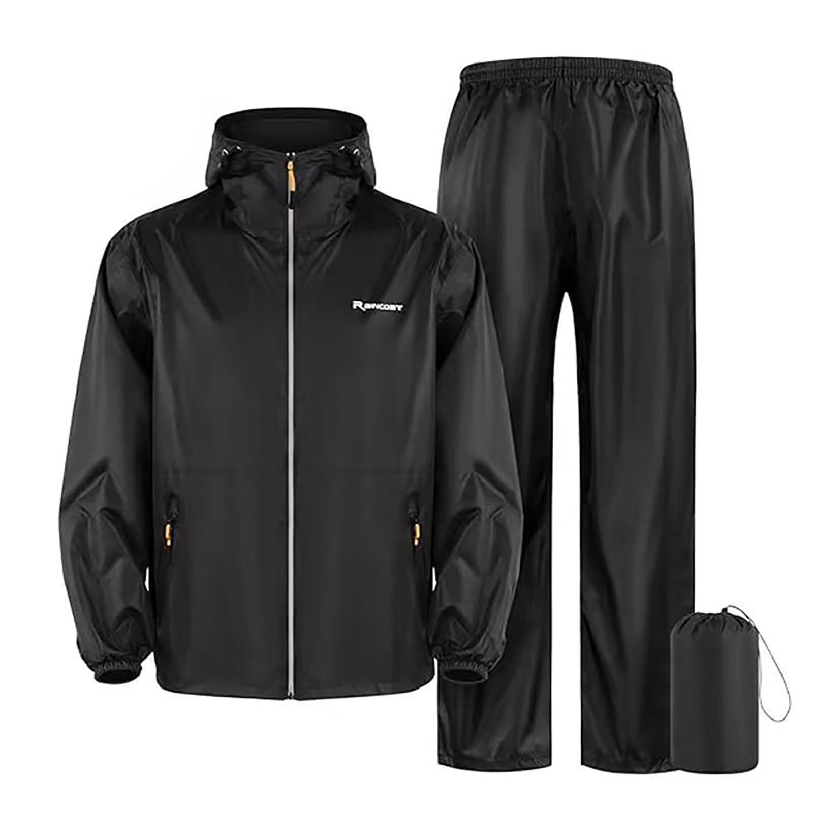 Ensemble de pluie pour homme - Manteau à capuche et pantalon de pluie - Veste de pluie pour homme - Imperméable - Respirant - Réfléchissant - Imperméable - Coupe-vent