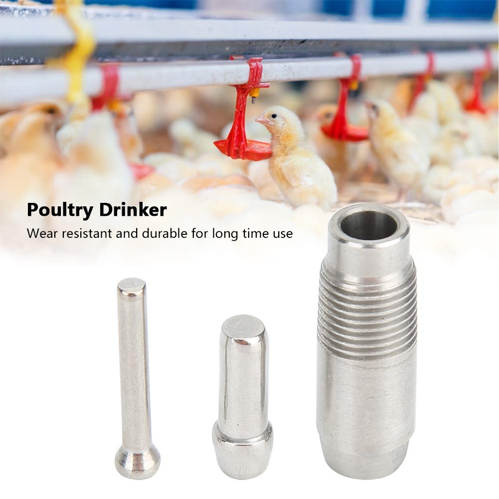 Chicken Waterer Nipples, 6Pcs Stainless Steel Chicken Drinker Waterer Poultry Drinking Nipple Automatic Duck Poultry Drinking Nipple for Farming Equipment