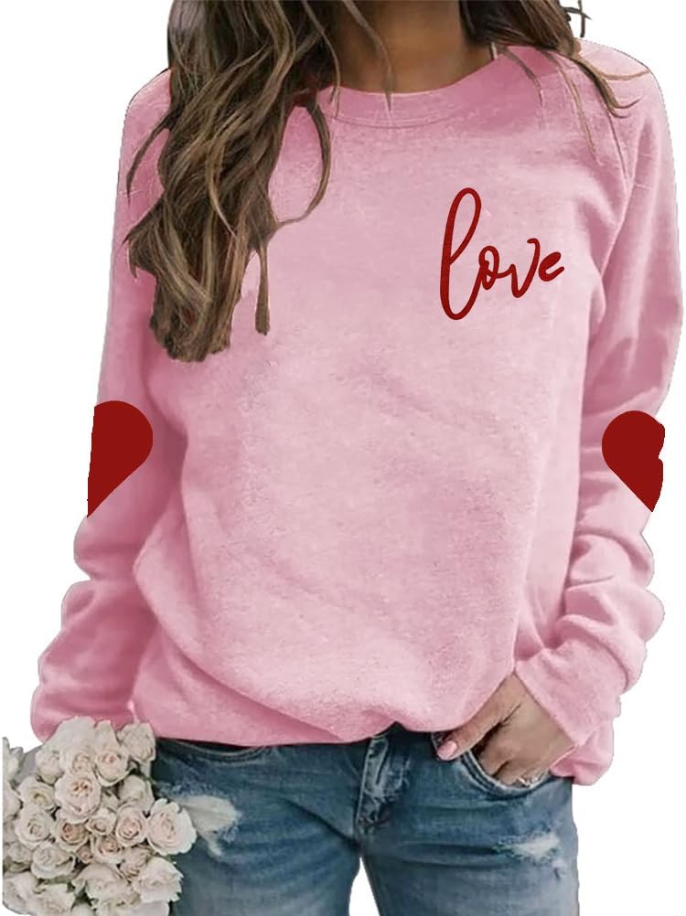 AIIWEIS Valentine Sweatshirt for Womens Love Heart Grahic Long Sleeve Shirt Casual Valentines Gifts Pullover Tops