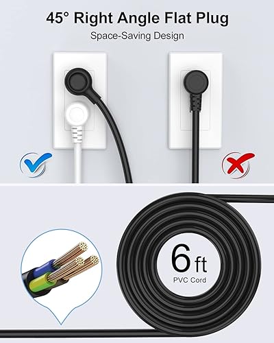 Miniatura 3 de AUOPLUS - Paquete de 2 protectores contra sobretensiones de regleta de alimentación - AUOPLUS 6 tomacorrientes, 4 puertos USB de 6 pies de largo,