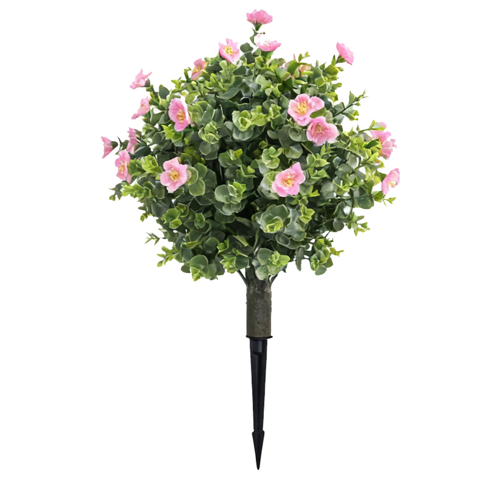 Sztuczne Drzewka Kulkowe Topiary, materiał PE, Realistyczny Design z Różowymi Kwiatami, 17,8 Cala do Użytku na Zewnątrz i Wewnątrz