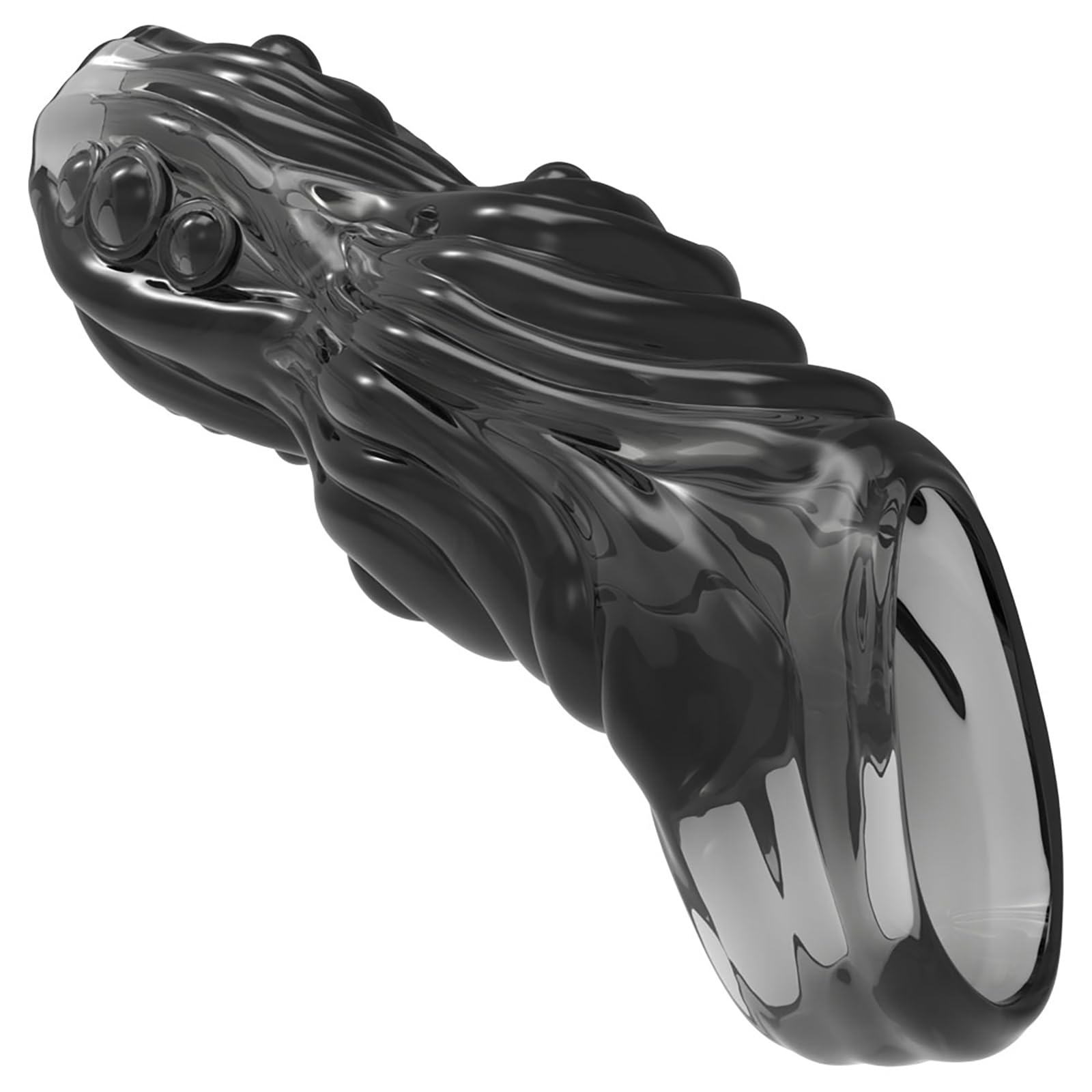 Guaina Fallica in Silicone Testurizzato con Anello Maniche Trasparenti Ultra Morbide e Impermeabili Giocattolo Sessuale Coppie Ingrandimento del Stimolazione (Transparent black)