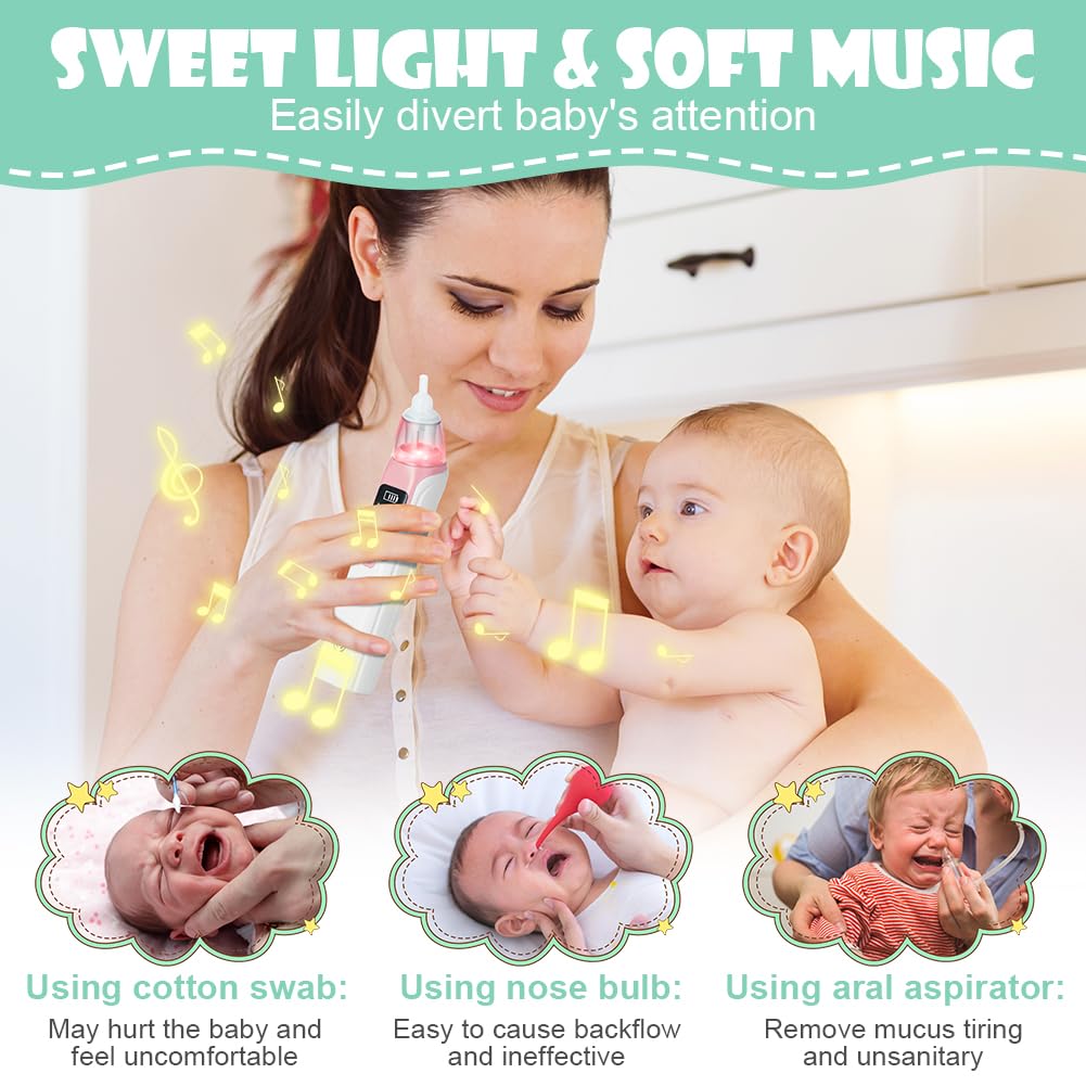 URAQT Nasal Aspirator Baby, Electric Baby Nose Sucker with 4 Silicone Tips Nose - Image 4