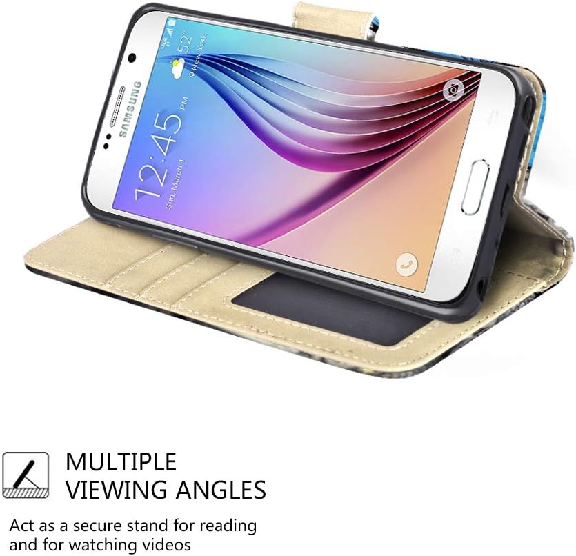 Galaxy S6 Case, UrSpeedtekLive Galaxy S6 Wallet Case, Premium PU Leather Wristlet Flip Case Cover with Card Slots & Stand Compatible Samsung Galaxy S6,Butterfly