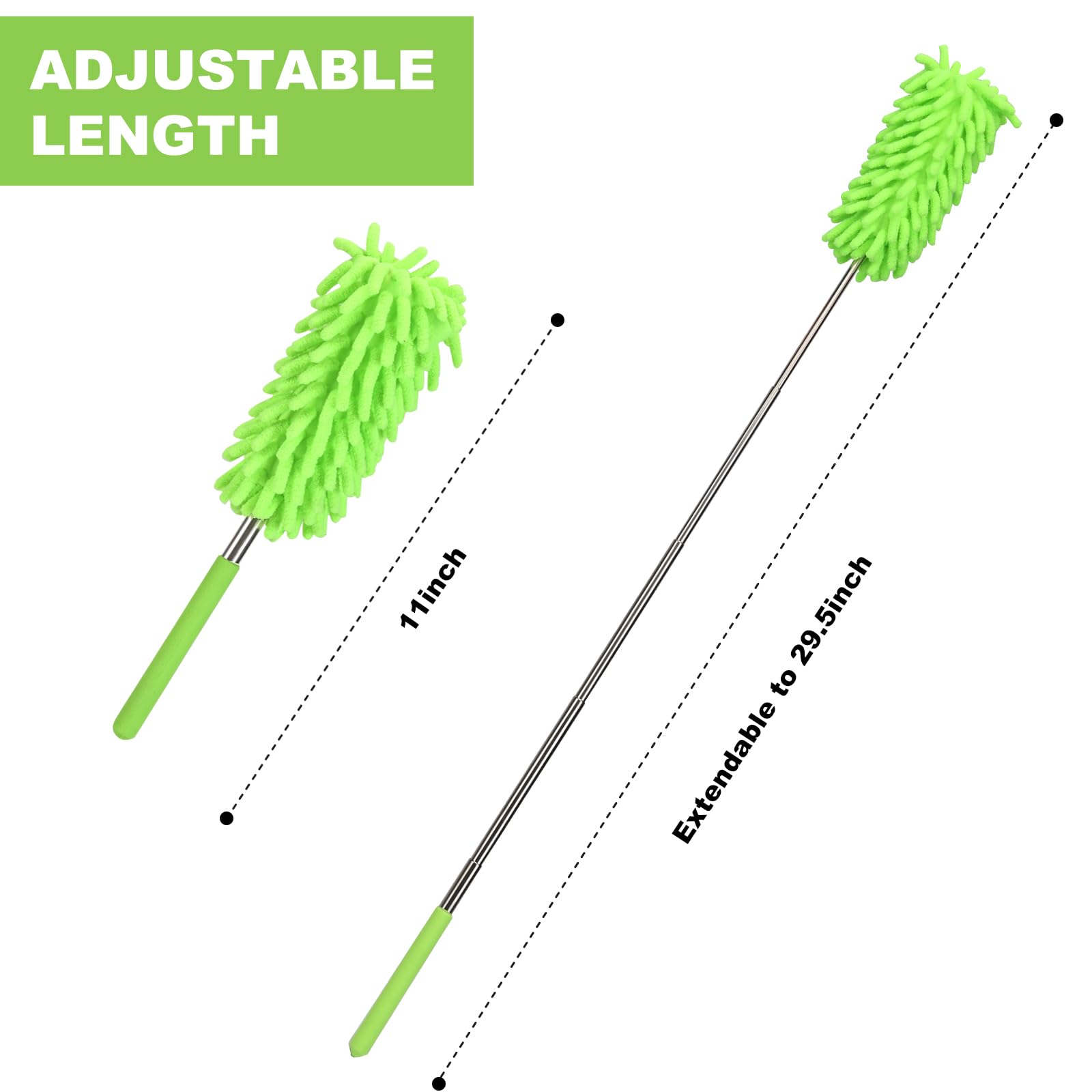 Microfiber Duster for Cleaning, YIMICOO 4PCS Hand Washable Dusters with Extension Pole, Extendable Cleaning Supplies for Home,Office,Car,Window,Furniture,Ceiling Fan