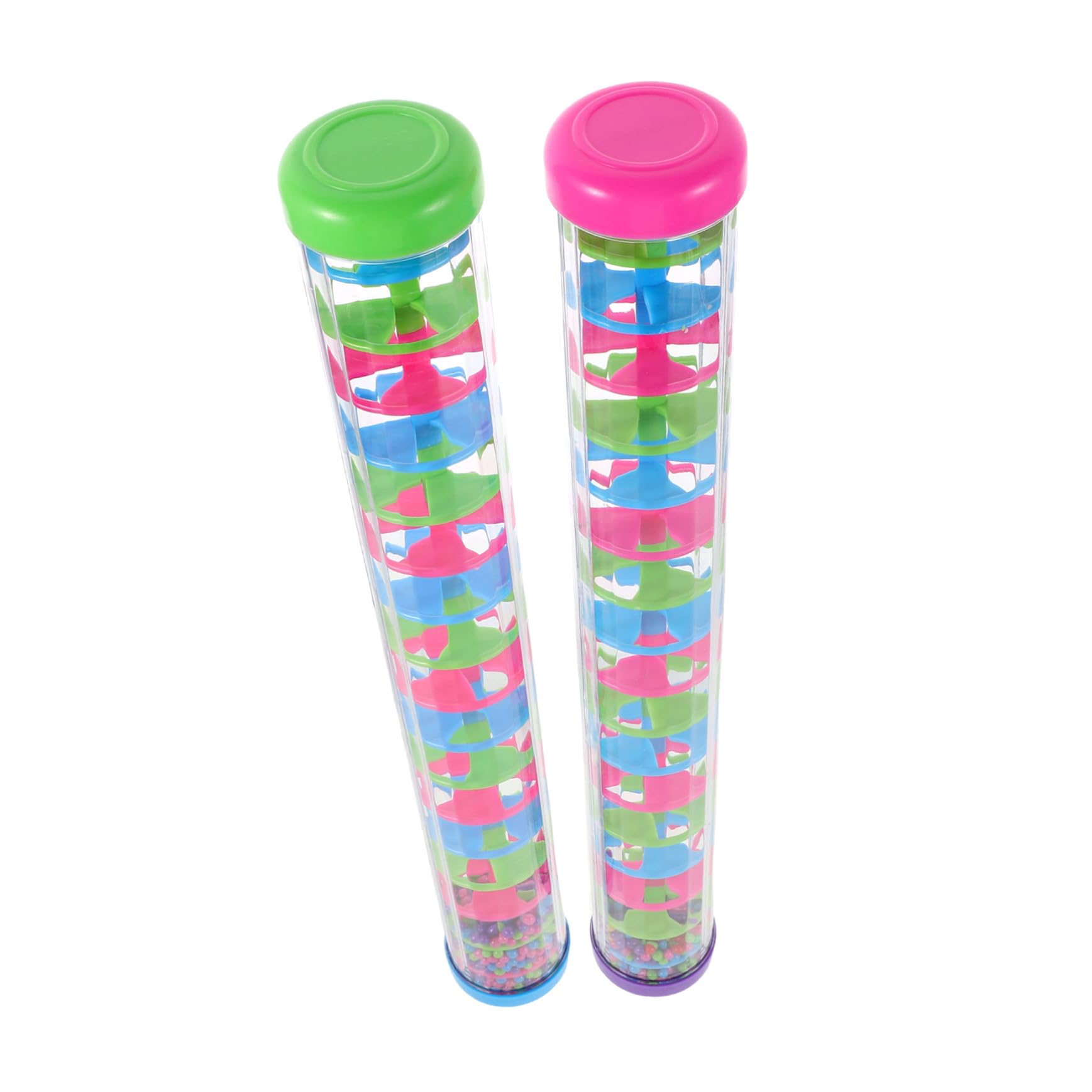 2 Pezzi Rain Stick Shaker in Plastica Strumento Musicale Sensoriale Spirale per Ragazzo Ragazza e Giocattolo Educativo per Esplorazione Acustica e Attività di Gruppo