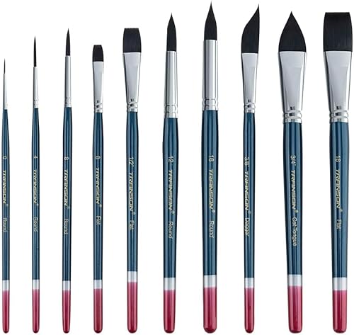 Transon Juego de pinceles de pintura de acuarela natural, 10 uds., profesional, para acuarela, tinta acrílica, gouache, témpera, color azul