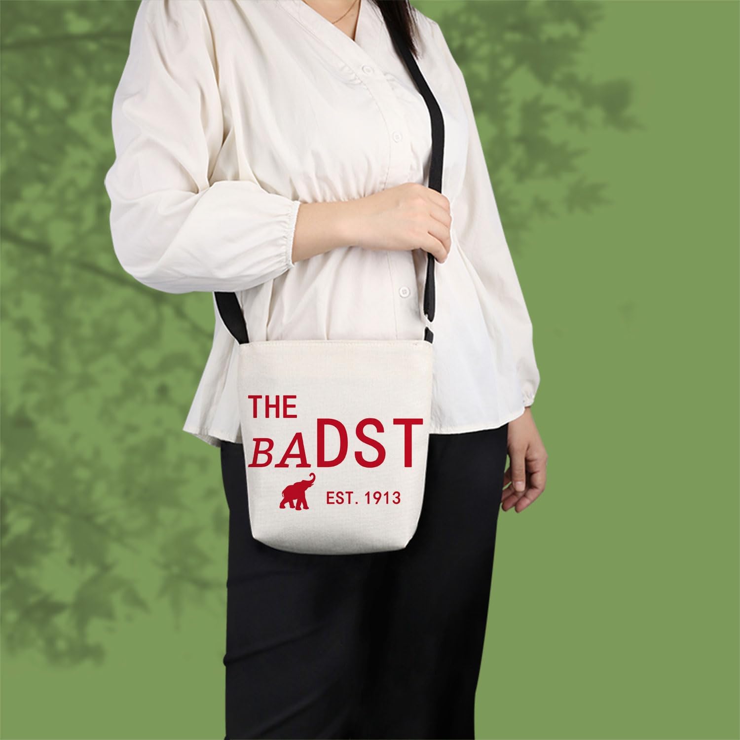 Sorority DST Print Canvas Crossbody Bag, Adjustable Strap Lightweight Purse with Top Zipper & Inner Pocket, Daily Shoulder Bag Gift for Women -2 - Image 5