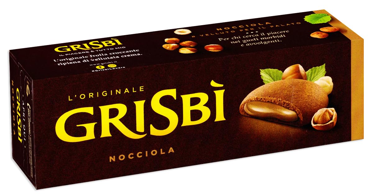 8X Grisbi L'Originale Biscotti Frolle Croccante Ripiene di Crema alle Nocciole 135g [CAIYA® BOX da 8 Confezioni]