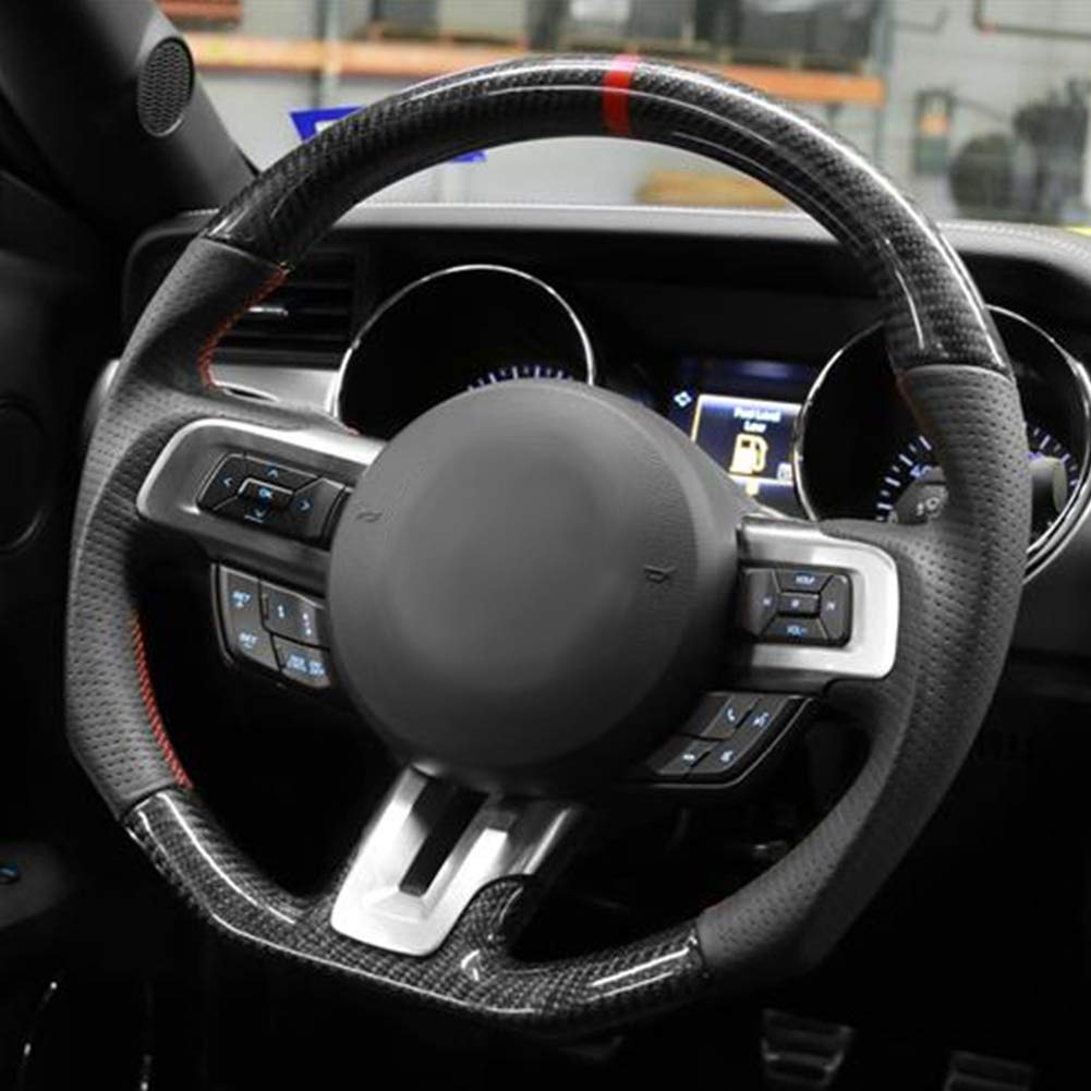 Kierownica Wyścigowa z Włókna Węglowego z Luksusowym Wyczuciem dla Forda Mustanga GT /GT350R 2018-2020 (Czerwony znak wyrównania)