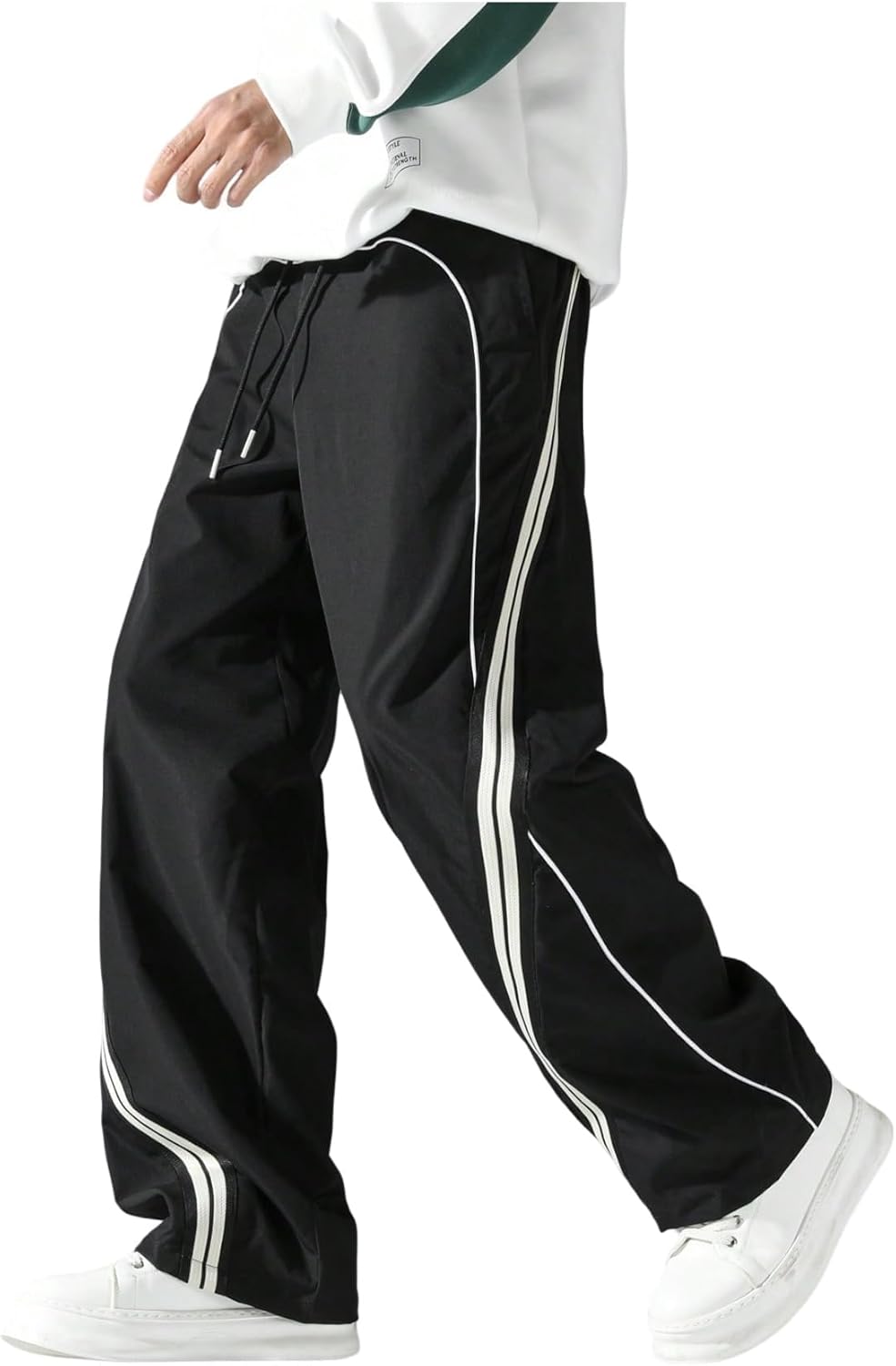 SOLY HUX Men's Baggy Track Pants Drawstring Elastic Waist Parachute Sweatpants Streetwear