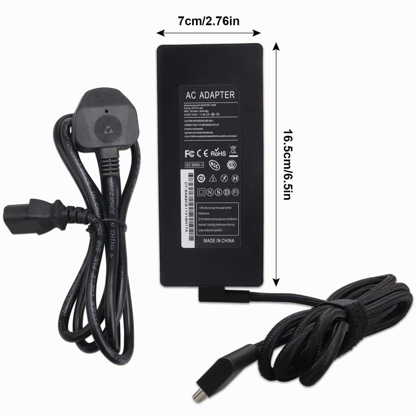 Chargeur et Adaptateur Secteur MXJFYY 230 W pour Ordinateur Portable Gaming Razer Blade Pro 17 4K RC30-0248 RZ09 RTX2070 GTX1660 (2014-2023), pour Razer Blade 14 15 RTX GTX 1660Ti et GTX 1070 (2018)