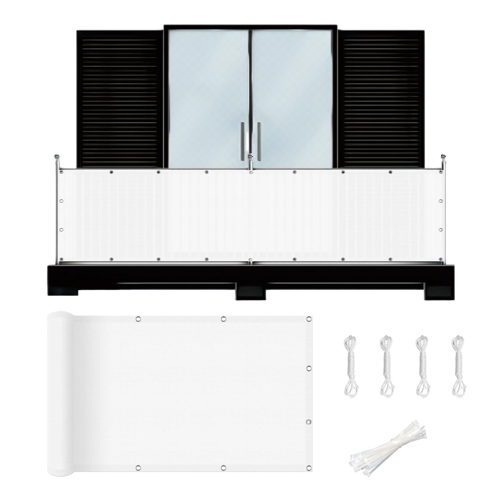 Brise vue balcon 120 x 550 cm blanc opaque imperméable pour terrasse