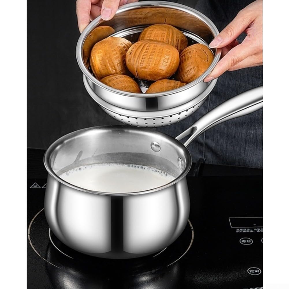 Pentola piccola in acciaio inox 304 sicuro per il latte per riscaldare zuppa a fuoco lento e preparare alimenti per bambini funziona su stufe a gas a induzione in ceramica