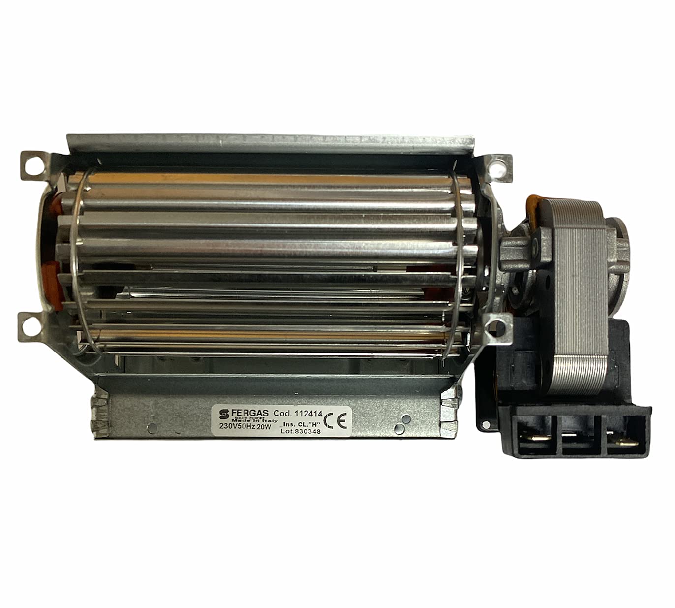 ERICAMBI, Ventilador tangencial para estufas de pellets TGA 60/1-120/15 Emmevi - Fergas 112414, diámetro del ventilador 60 mm, tamaño de la boquilla: 124 x 40 mm, longitud total 185 mm