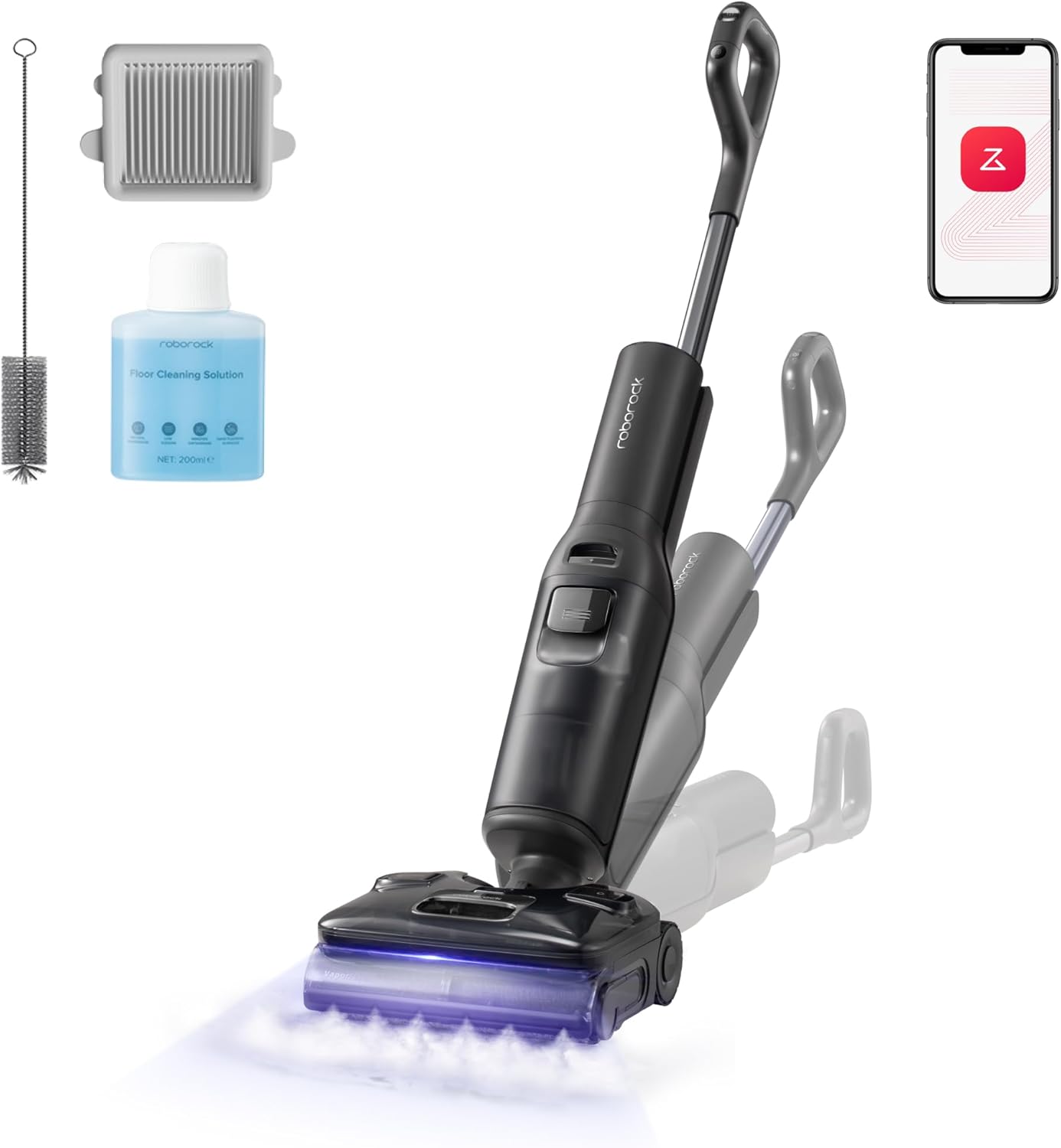 roborock F25 Trapeador a vapor ultra inalámbrico, aspirador a vapor en seco y húmedo a 150 °C, autolimpieza y secado rápido, ruedas SlideTech, Smart DirtTect, seguro para niños y mascotas