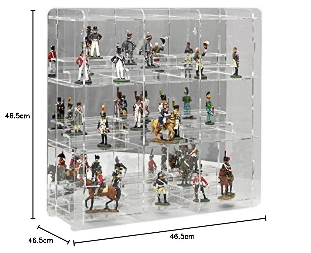 Vitrine SORA pour figurines avec miroir panneau arrière - 46,5 cm x 46,5 cm - Acrylique Transparent - Montage mural