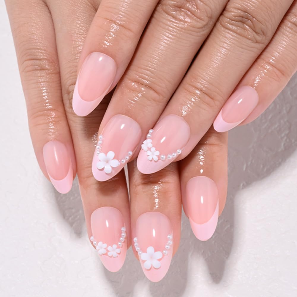 evpct Nude Pink French Press on Nails - Short Almond Style