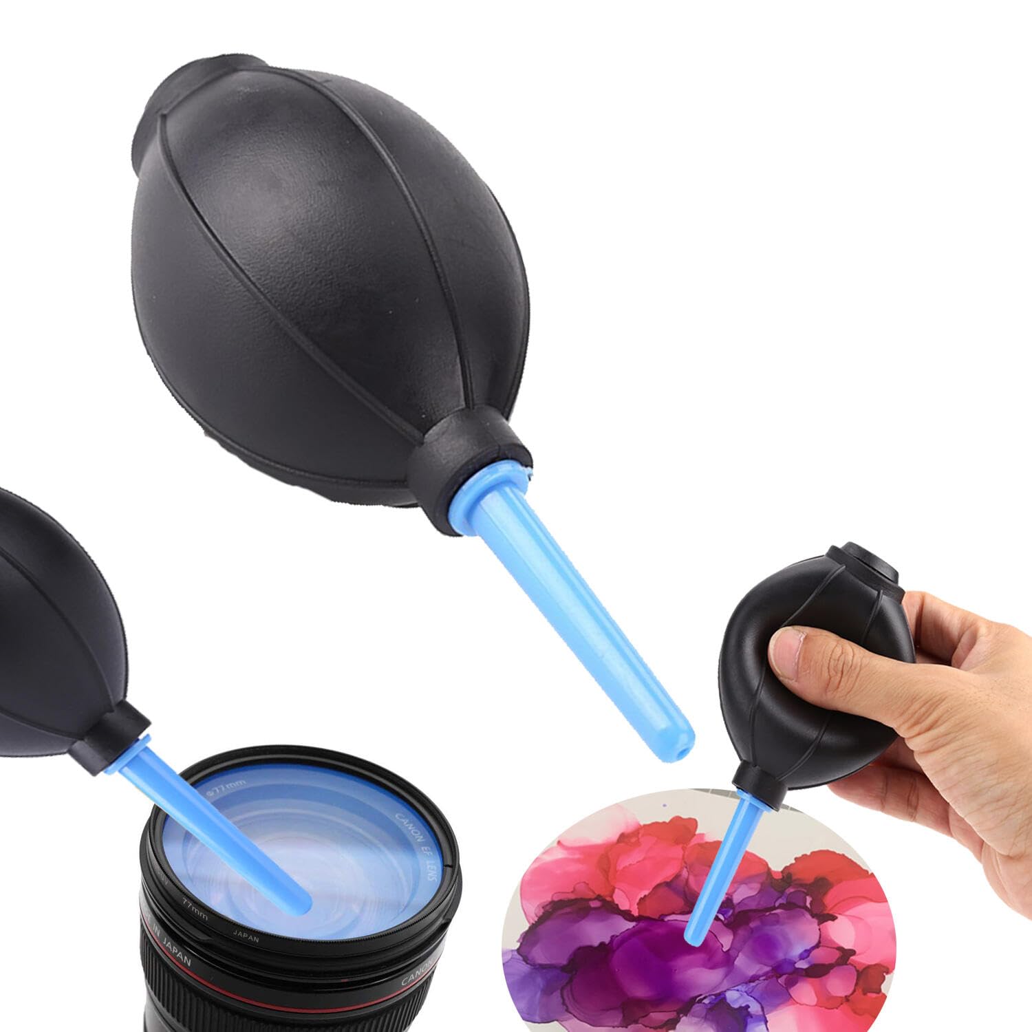 BAOFALI 2PCS Soft Rubber Alcohol Ink Air Blower Dust Chips Camera Cleaner Craft Arts Painting Drawing Ink Black Blower Pump Hand Held Tool