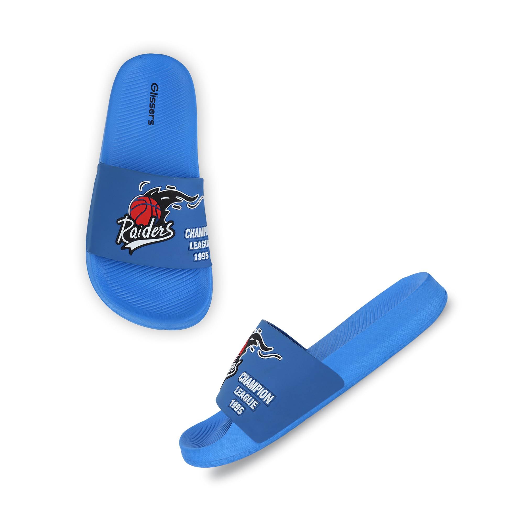 GLISSERS Blue Basketball Embossed Open-Toe Comfortable Kids Flip-Flops Slippers Stylish Slides and Soft Chappals for Boys Footwear (B0D4ZGT35X) Amazon Price History, Amazon Price Tracker
