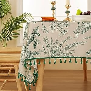 Bohemian Green Tasseled Tablecloth with Twig Birds, Animal Botanical Fruit Print Tablecloth for Kitchen, Dining Room, Parties, Christmas Holiday, Festivals, Tablecloths (60 "x60) Green Bohemian Green Tasseled Tablecloth with Twig Birds Animal Botanical Fruit Print Tablecloth for Kitchen Dining Room Parties Christmas Holiday Festivals Tablecloths 60 x60 Green