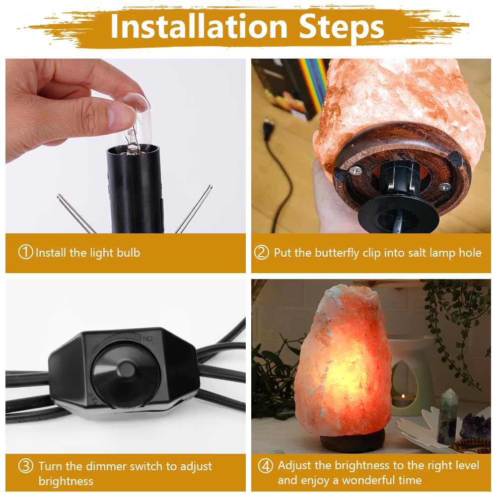 URAQT 2 Piezas Cable para lámpara de sal con enchufe europeo e interruptor, max. 15w, AC 220-240V, Portalámparas E14 de 1,5 m para lámpara de sal Lámpara de Lámpara de Pie, Colgante (Negro)