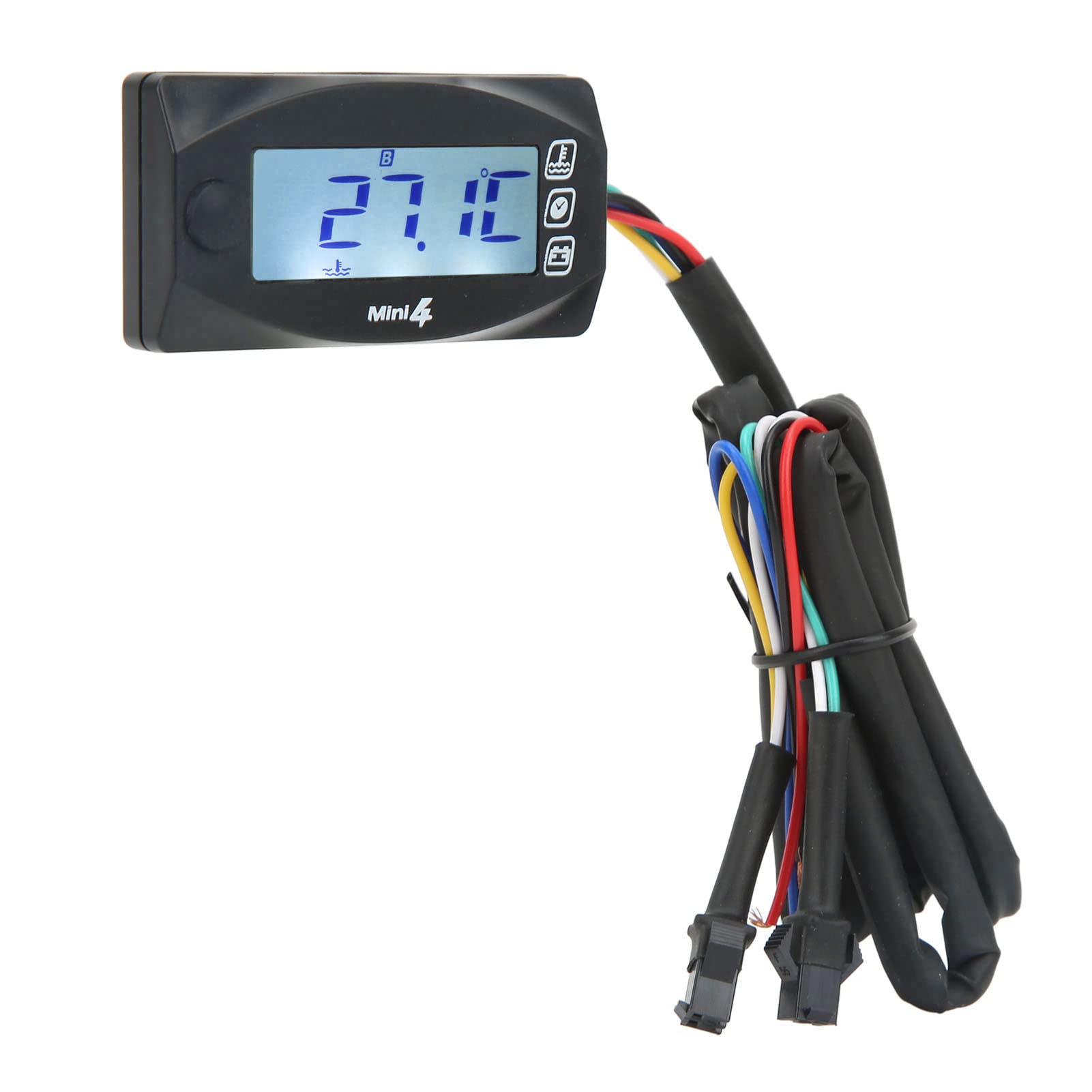 Bediffer Termometro Digitale per Motocicletta, 4 in 1, Misuratore di Tensione, Temperatura del Motore e dell'Olio, Display Digitale con Retroilluminazione Blu, DC12V