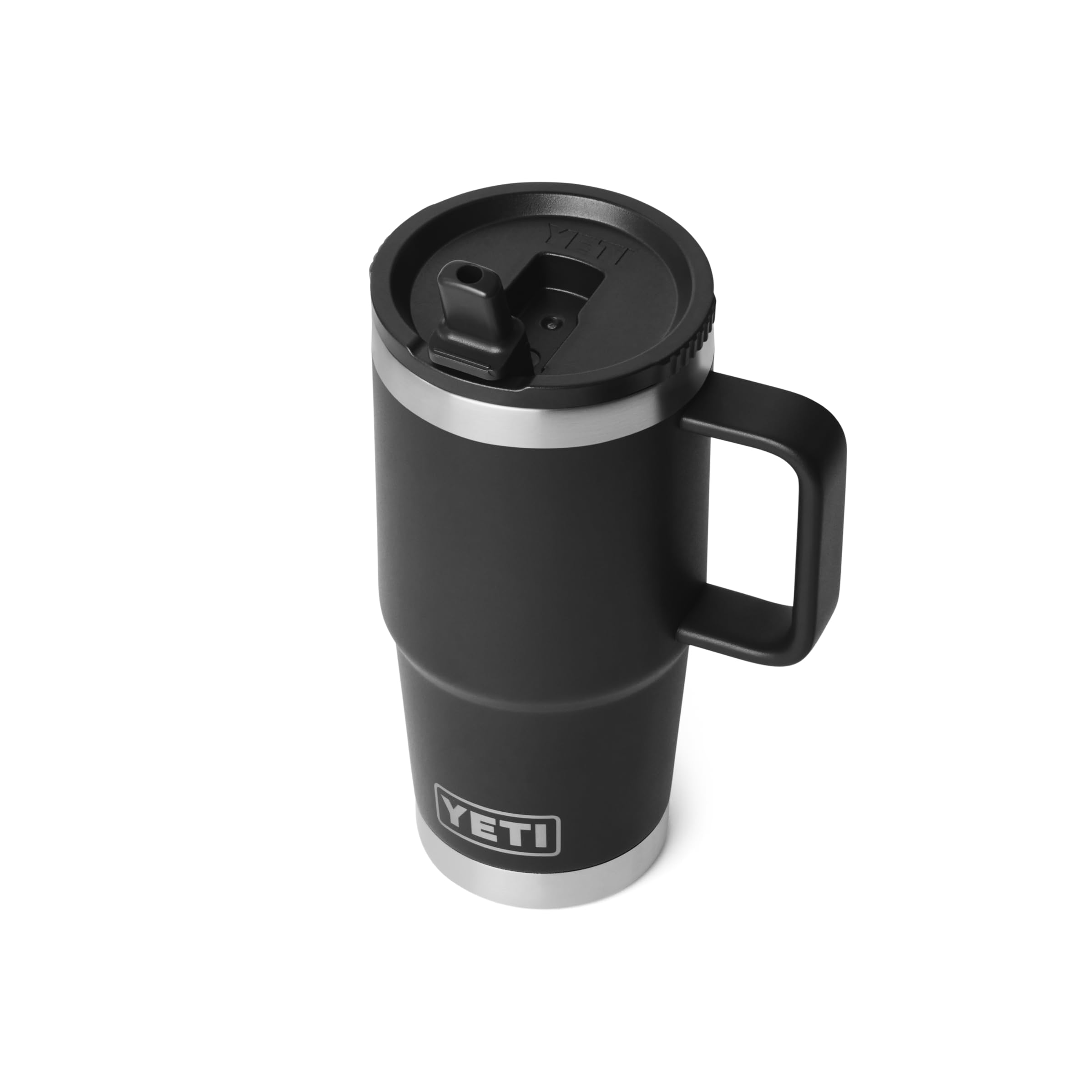YETI Rambler - Tazza da viaggio con cannuccia in acciaio inox, con coperchio con cannuccia abbinata, colore: nero, 591 ml