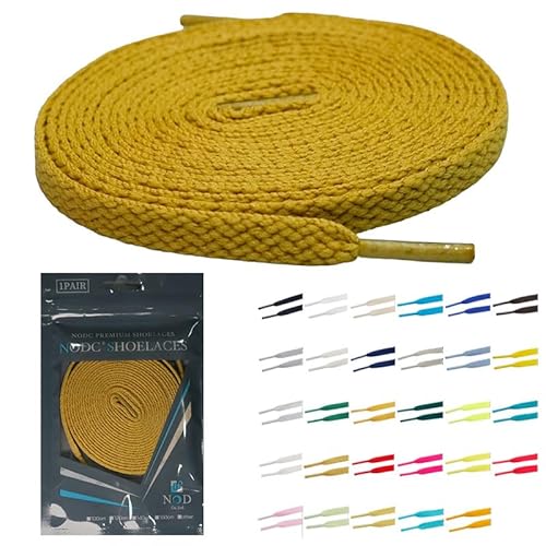 [NODC] 靴紐 シューレース 粗め 靴ひも ROUGH FLAT フラット 29カラー 100cm 120cm 140cm 160cm 平紐 (イエローオークル, 120cm)