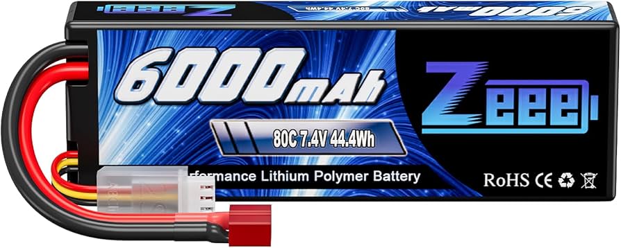 【2本セット】zeee リポバッテリー 6000mAh Amazon.com: Zeee 2S Lipo Battery 6000mAh 80C 7.4V Hard Case RC