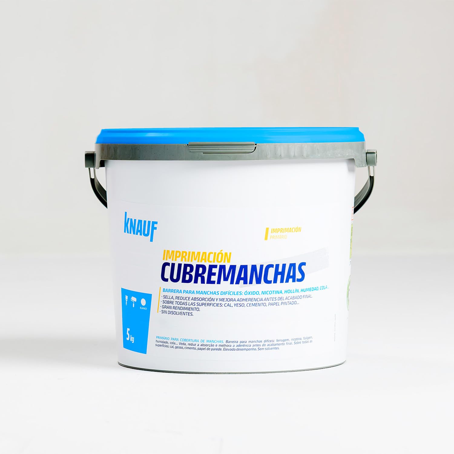 KNAUF - Imprimación Cubremanchas 5 kg Color Blanco - Para Cubrir Manchas Amarillentas y Difíciles - Sella, Reduce Absorción y Mejora Adherencia - Para Antes del Acabado Final - Gran Rendimiento