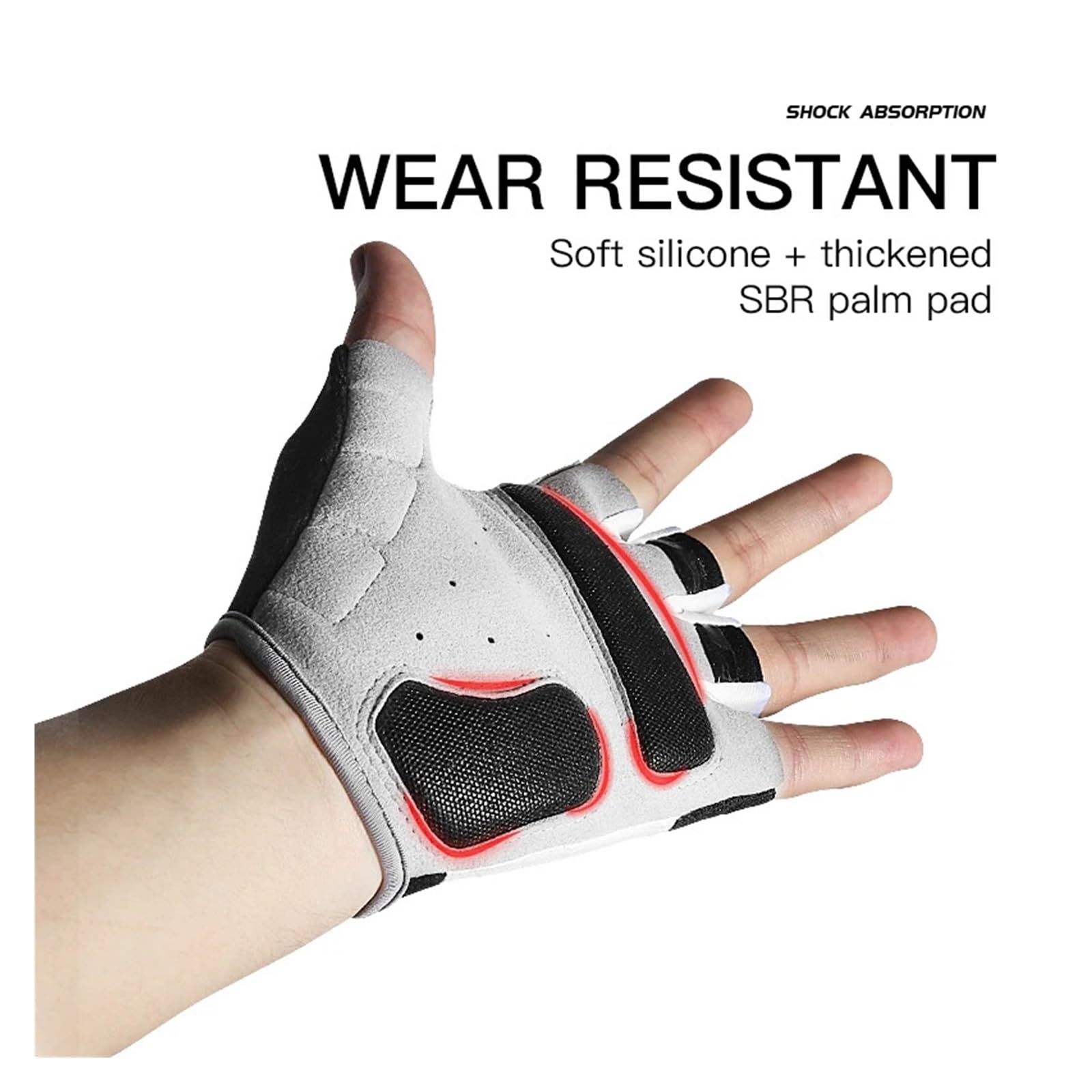 Guanti Palestra Guanti da Allenamento for Palestra con Mezze Dita Fitness Sollevamento Pesi Uomo Donna Estate Ciclismo Bici Guanti da Moto Imbottitura in Gel Antiurto(Red,L)