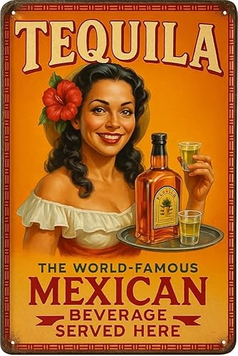 Vintage Tin Sign Tequila Wall Art,Retro Signs for Bar,Metal Sign La Cantina,Letrero de Bar Signs Decor,Rustic Sign for Bar Signs for Home Bar Wall