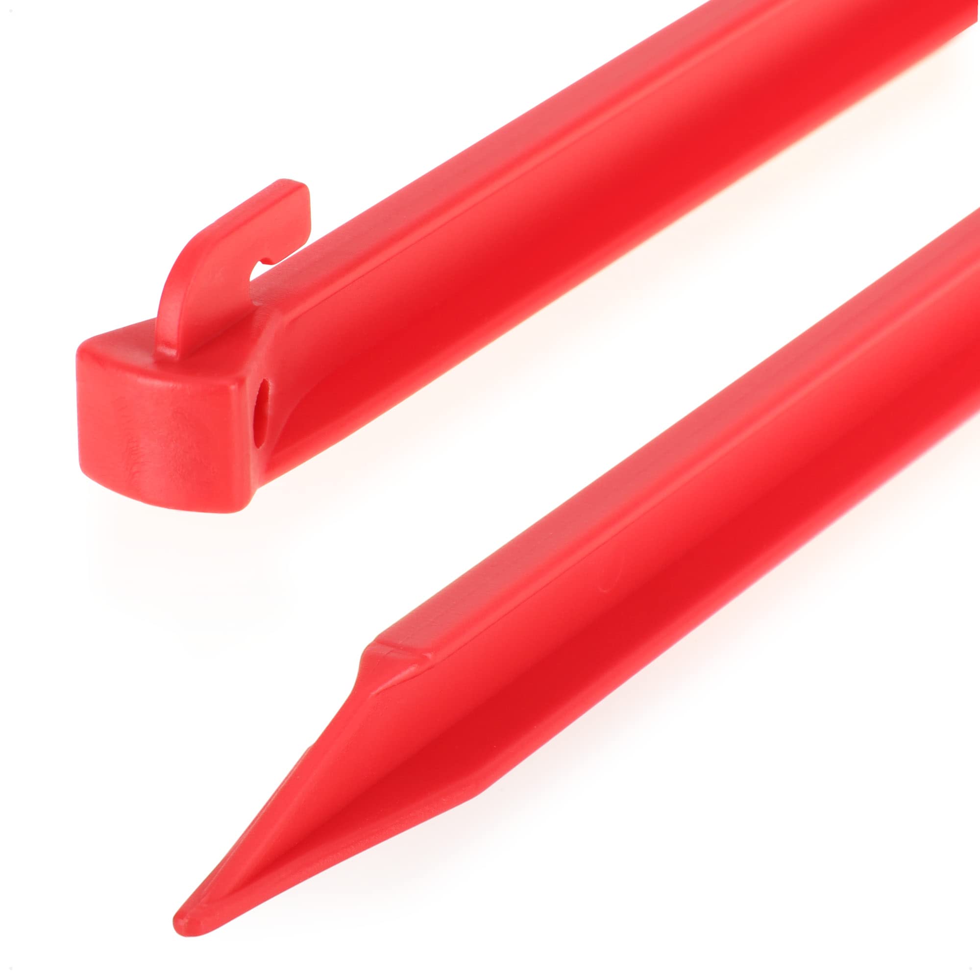 COM-FOUR® 12x picchetti per tenda in plastica - ancoraggi a terra per campeggio, giardino, spiaggia - picchetti con foro per estrattore pioli - ancoraggi a terra rossi - 30 cm