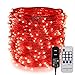 ER CHEN Fairy Lights Plug in, 99Ft/30M 300 LED Silver Coated Copper Wire Starry String Lights Outdoor/Indoor Decorative Lights for Bedroom, Patio, Garden, Party, Christmas Tree (Red)
