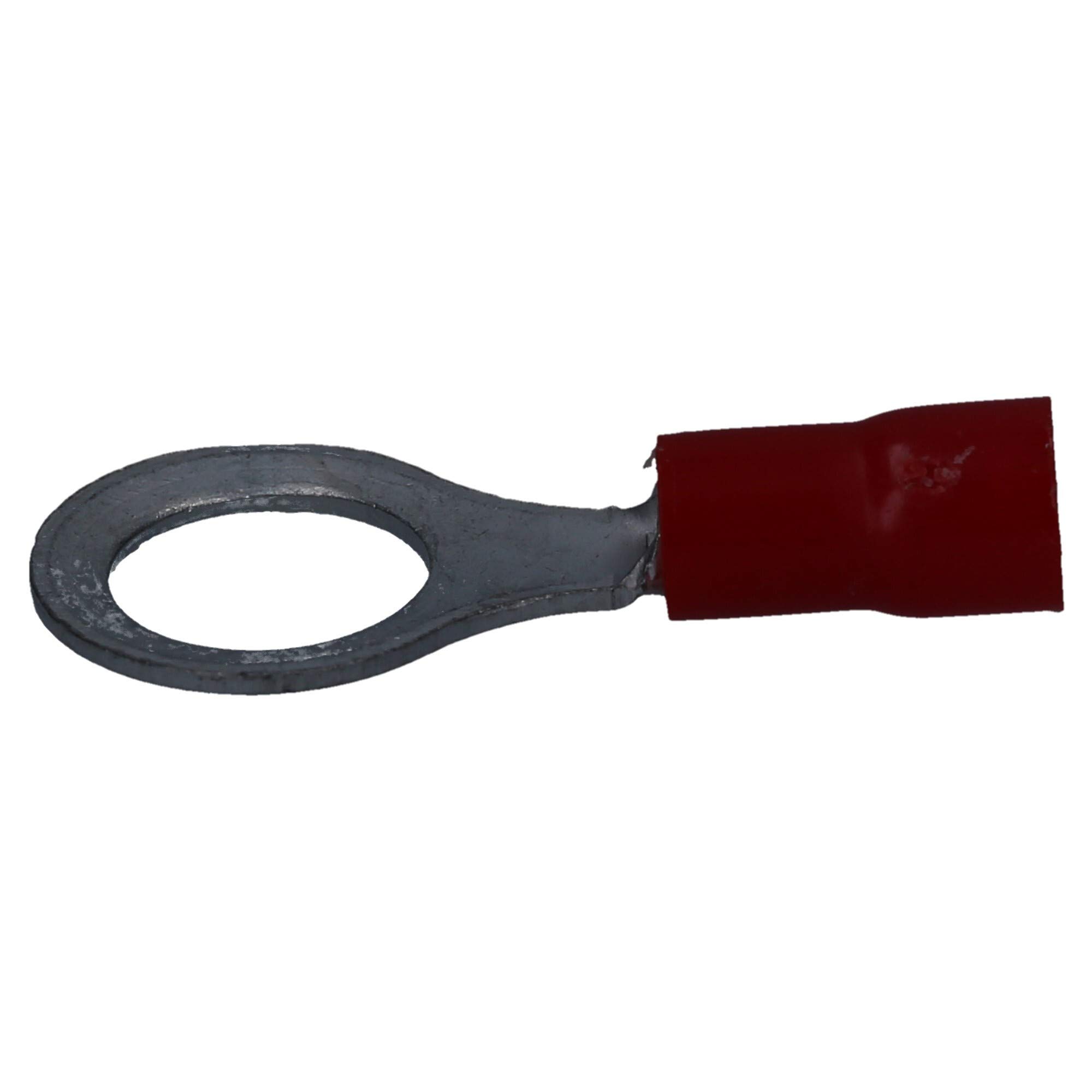 Cembre 50x RF-M8 Terminal de Cable Anular Aislado M8 Rojo, 0,25-1,5 mm² | Conector de compresión de latón estañado, ideal para instalaciones eléctricas en coche, camión o casa, de -20 a +80 °C